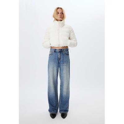 Stradivarius High neck puffer jacket Ecru XS