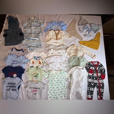 Disney One Pieces | Bundle Of 31 Pieces Of Baby Boy Clothes & Accessories! 0-3m Disney & More - Euc | Color: Blue/White | Size: 0-3mb