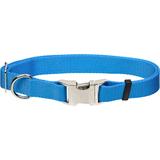 Metal Buckle Nylon Adjustable Personalized Dog Collar in Light Blue, 5/8" Width, Medium