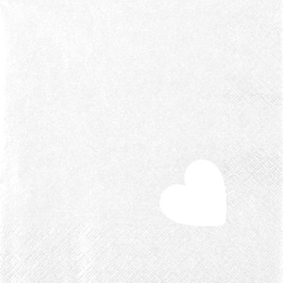 Home Fashion®, Punched Heart Pearl Effect white, Cocktail-Servietten 25 cm x 25 cm, im Viertelfalz,gestanztes Herz, 20 Stück pro Pack Image