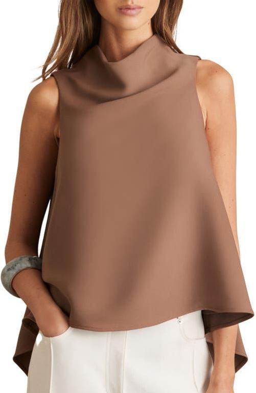 Simone Drape Top - Brown - Reiss Tops