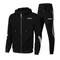Set di abbigliamento sportivo da uomo, giacche con cerniera, pantaloni sportivi, felpe con cappuccio da corsa autunnali e invernali, abbigliamento sportivo alla moda e casual