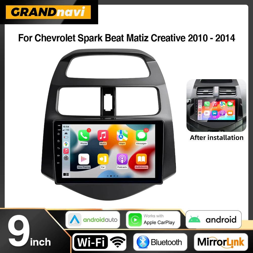 9 "Auto Stereo Radio Für Chevrolet Spark Beat Matiz Kreative 2010-2014 Android 13 Carplay Multimidia Video Player kopf Einheit Image