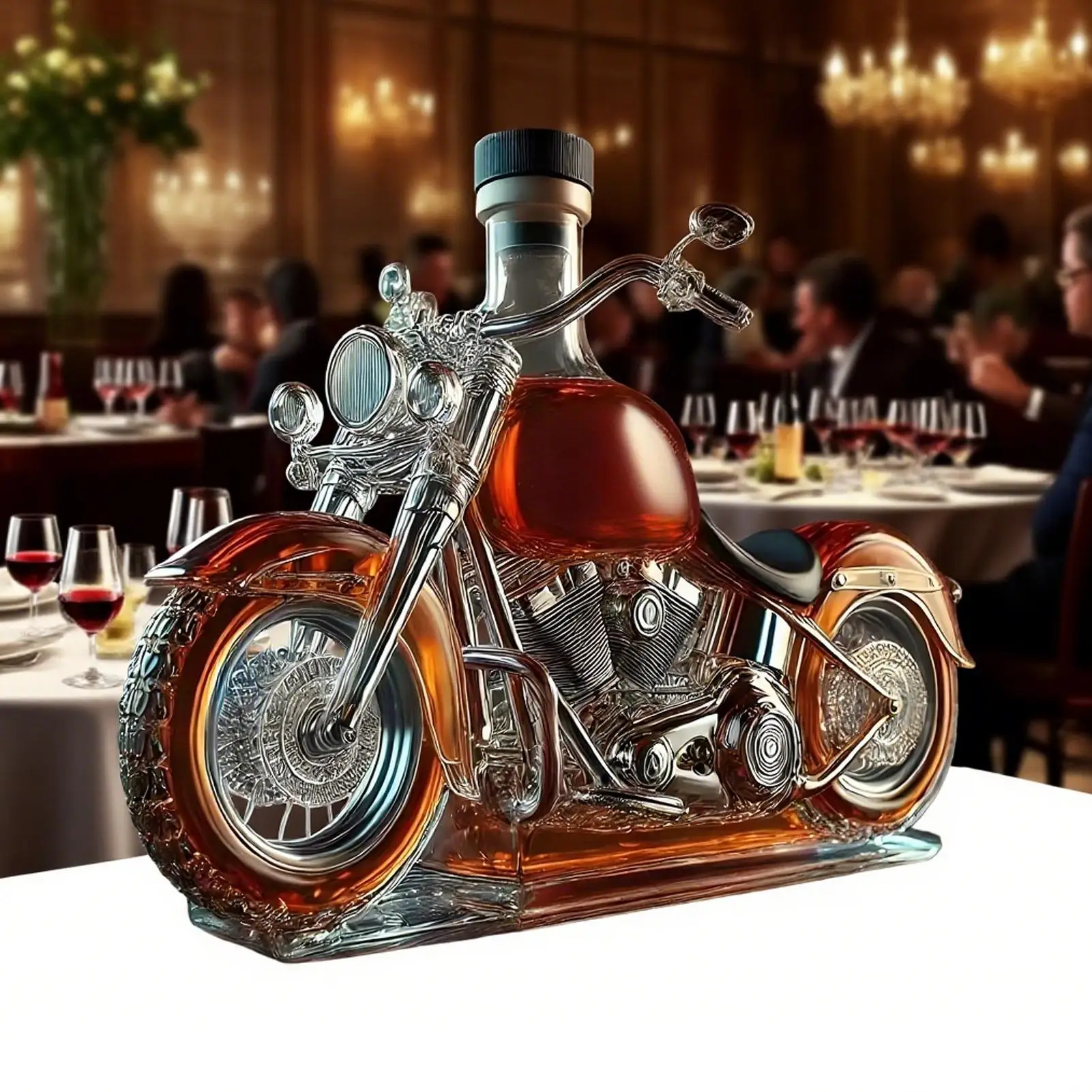 Heißer Wein Dekanter Motorrad Form Glas Belüfter Dekanter Vintage Likör Belüfter Schreibtisch Dekor Für Whisky Champagner Wodka Bar Hause Image