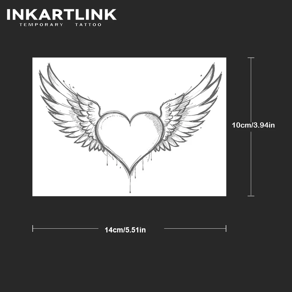 INKARTLINK Realistische Flügel Liebe Tattoo Aufkleber Wasserdicht Temporäre Tattoo Farbe Halten für 1-2 Wochen Image