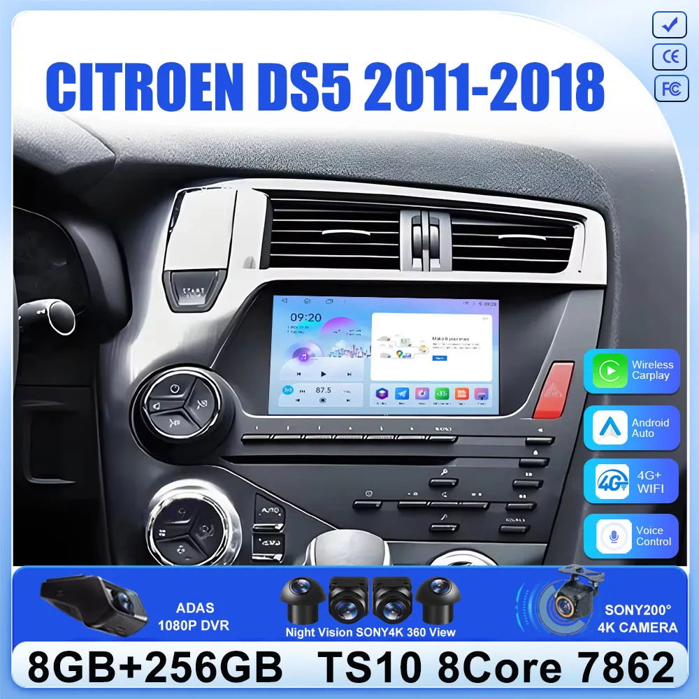 7 Zoll Autoradio Android 14 für Citroen DS5 2013-2017 Carplay Multimedia-Player intelligentes System 5g WLAN GPS Touchscreen qled Image