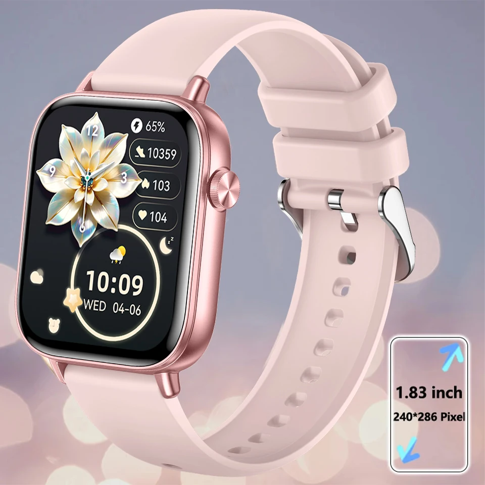 Modische Smartwatch für Herren und Damen, 1,85 Zoll HD-Bildschirm, individuelles Zifferblatt, Gesundheitsmonitor, Damenuhr, Bluetooth-Anruf, Sport-Smartwatches Image