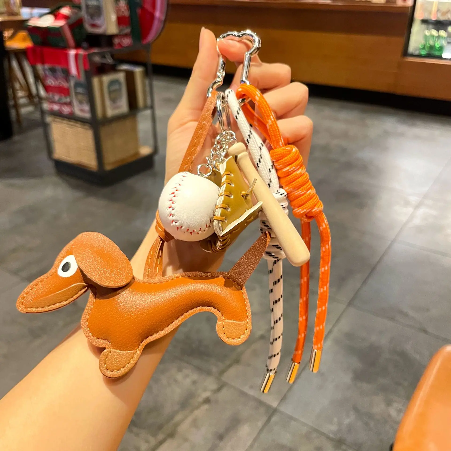 Leder Dackel Taschenanhänger Kreativer Schlüsselanhänger Lanyard Tasche Zubehör Schlüsselanhänger Auto Schlüsselanhänger Charm Geschenk Image