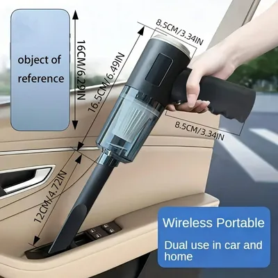 USB Charging Small Household Vacuum Cleaner Wireless Vacuum Cleaner Dual Use for Home & Car Black 120W High Power Powerful