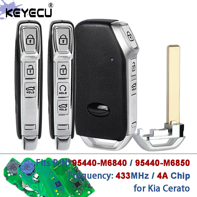 KEYECU 95440-M6840 95440-M6850 433 MHz ID4A Chip Proximity Keyless-Go Smart Remote Key Fob für Kia Cerato 2022-2023 Image