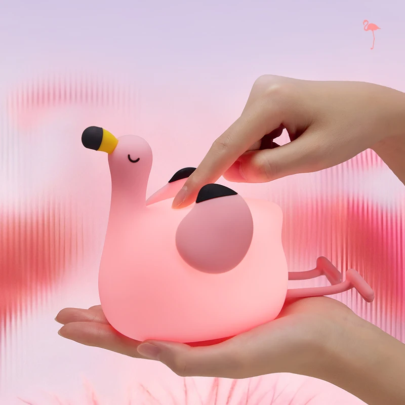 Silikon Nachtlicht Flamingo Form Klopfen Lampe Wiederaufladbare LED Atmosphäre Licht Schlafzimmer Nachttisch Lampe Kinder Mädchen Geburtstag Geschenke