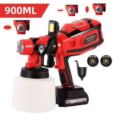 Portable 900ML Electric Paint Sprayer with LED Lamp Spray Paint Gun Auto Furniture Cabinet Fence Wall Door Household Tools