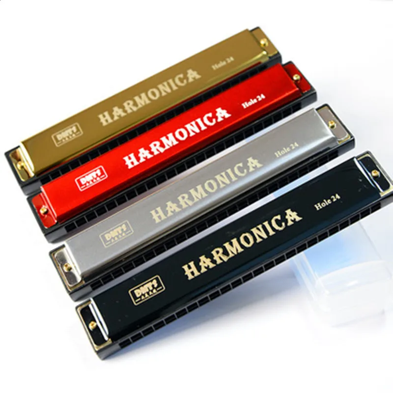 Chromatische Mundharmonika Mund c Taste 24 Löcher Holz blasinstrumente Mundharmonika Mundharmonika Image