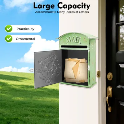 Wall-Mounted Mail Box for Storing Messages Leaving Message Decorate Postal Retro Rustic Mailbox 27*10.5*31.2cm