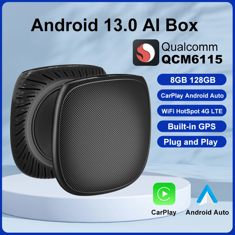 Android 13 Flixivi Carplay Android Auto Wireless CarPlay AI Box QCM6115 8-Core Split Screen 128G für Netflix YouTube Play Store Image