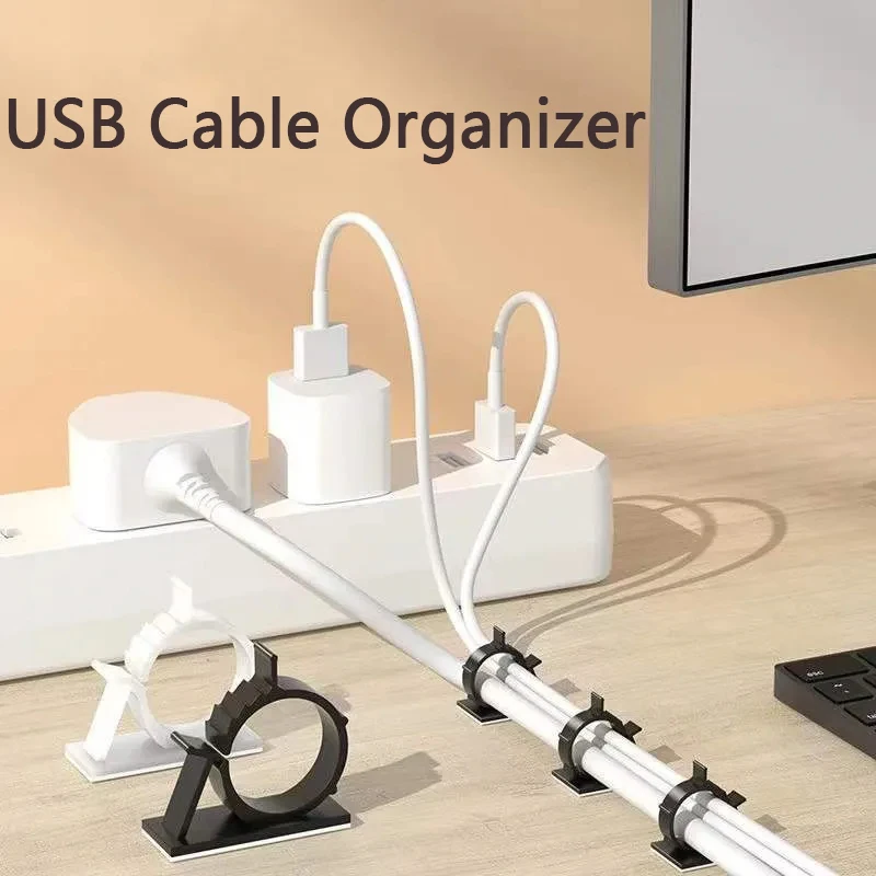 Kabel-Organizer, selbstklebende Kabelklemmen, Tisch-Kabelmanagement-Klemme, verstellbarer Kabelhalter für USB, PC, TV, Laptops, Drahtwickler Image