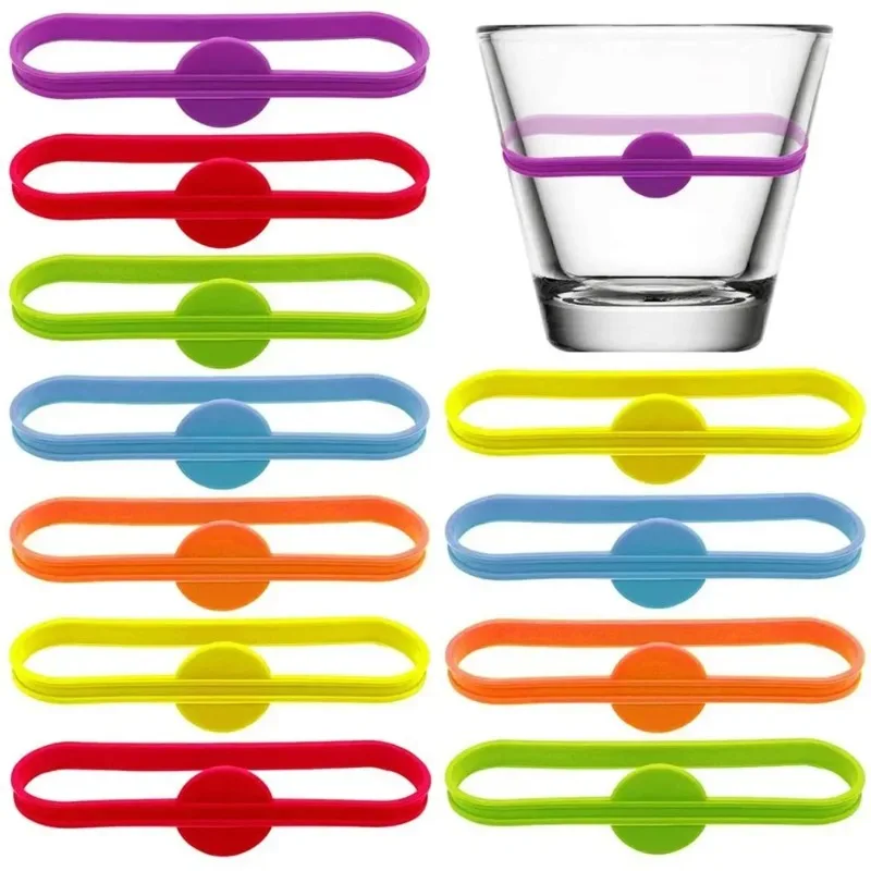 12Pcs Silikon Becher Wein Trinkbecher Lange Streifen Kennzeichnung Tag Wein Tasse Glas Marker Home Bar Küche Werkzeug Zubehör Image