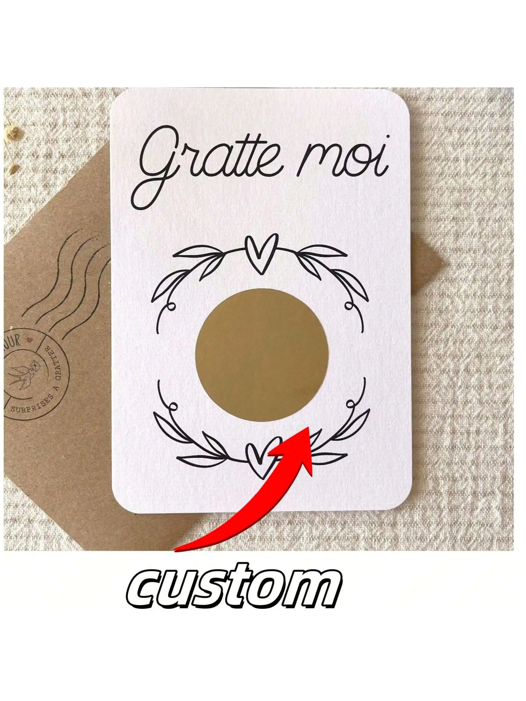 Anpassbare Rubbelkarte: Schwangerschaft, Heiratsankündigung, Vorschlag, Bürgerpartnerschnitt – Herzkronen-Design (ohne Umschlag) Image