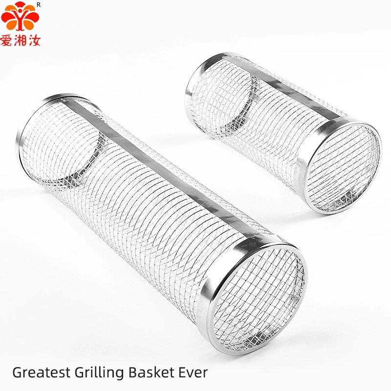 Rollbarer Grillkorb, Barbecue-Grill, rundes Grillnetz, Outdoor-Reise-Grillrost