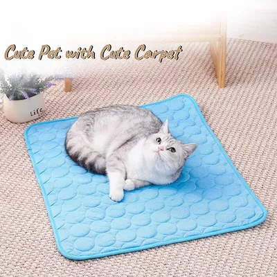Summer Cooling Ice Silk Pet Pad Couch Floor Mat for Dogs Cats Washable Non Slip Bedding Heat Relief Indoor Outdoor Use