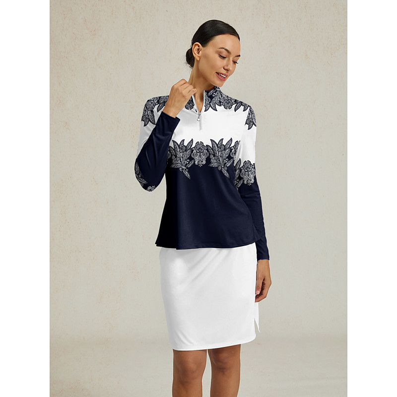 Women's Golf Polo Shirt Dark Navy Long Sleeve Top Ladies Golf Attire Clothes Outfits Wear Apparel