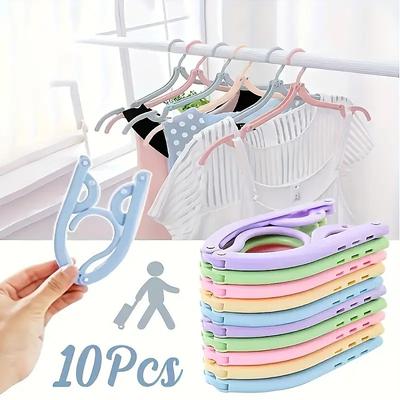 10/20 Pack Portable Folding Travel Hangers, Mixed Colors – Space-Saving Durable Plastic Clothes Hangers for Home, Retail Store Travel Use