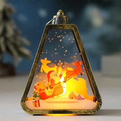 1 Pc 13 10CM Christmas LED Electronic Candle Retro Wind Light Hanging Lantern Indoor and Outdoor Gathering Desktop Atmosphere Decorative Light Small Leaf Light AG10 3 Batteries