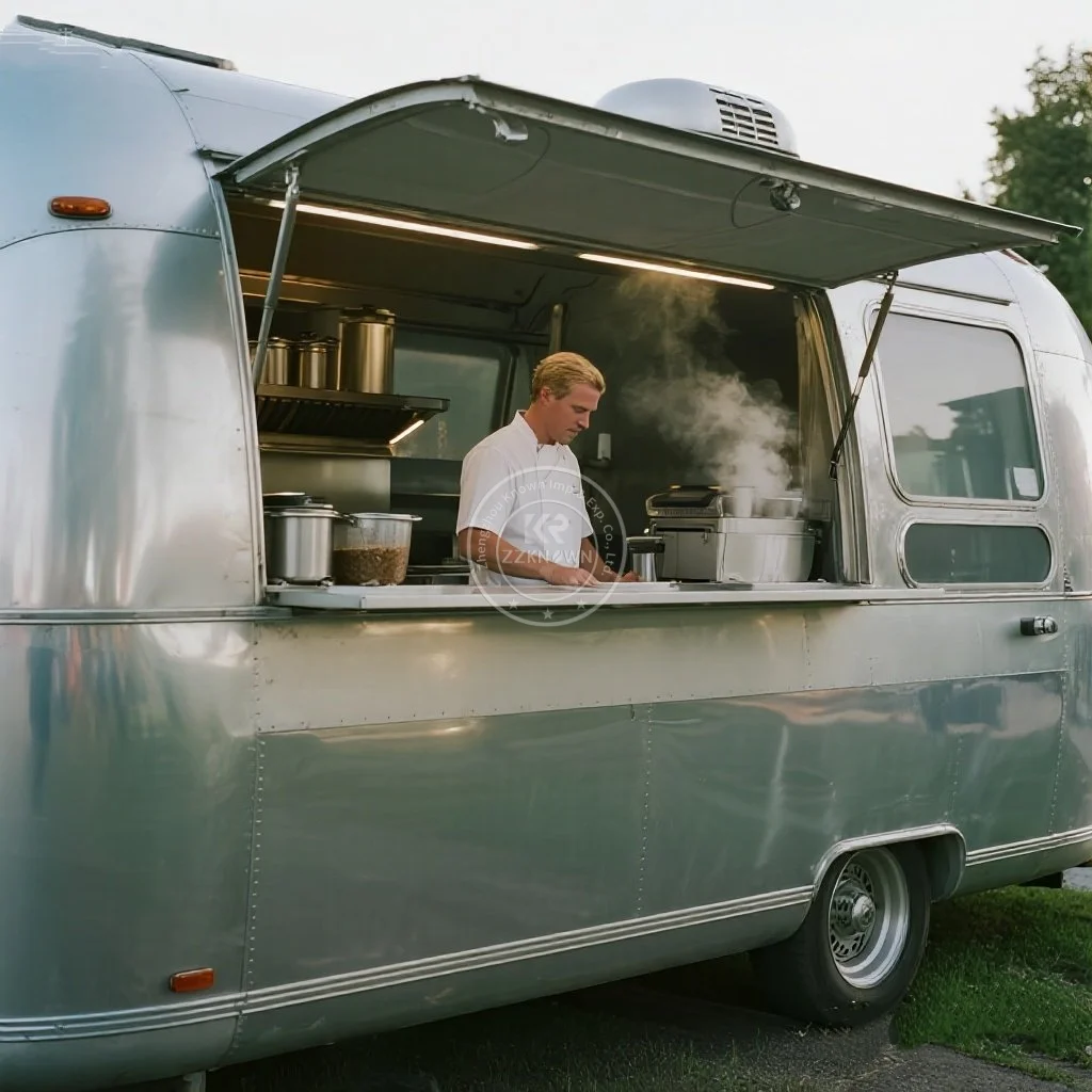 United State Food Truck with Full Kitchen Concession Bbq Food Trailer with Porch Fully Equipped Custom Food Truck