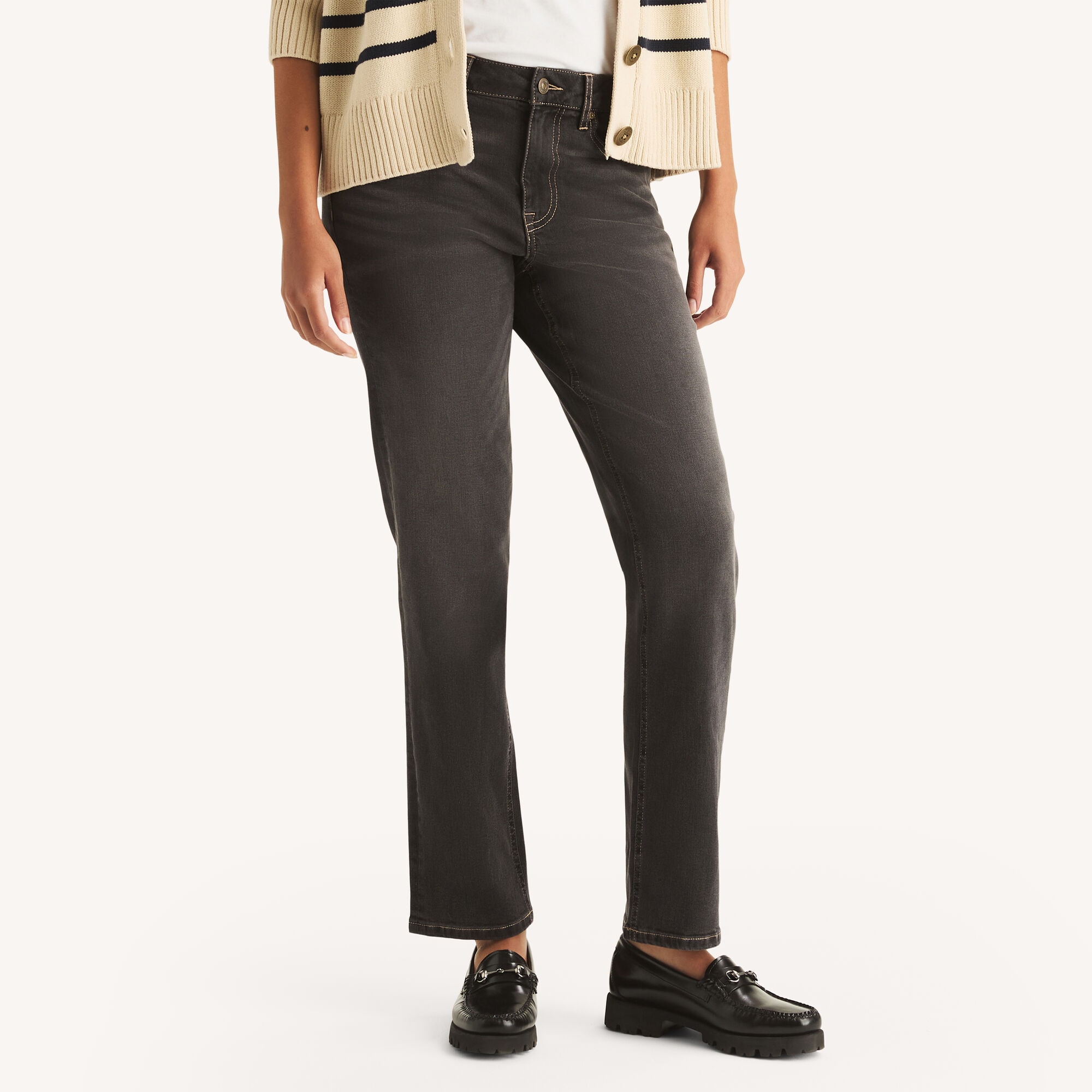 Nautica Women's Mid-Rise Straight Denim 001 (Black), 16