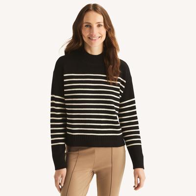 Nautica Women's Striped Mock-Neck Sweater Black, S
