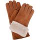 Ladies Luxury 100% Sheepskin Tan Gloves with Long Optional Turn Back Cuff. Size Large