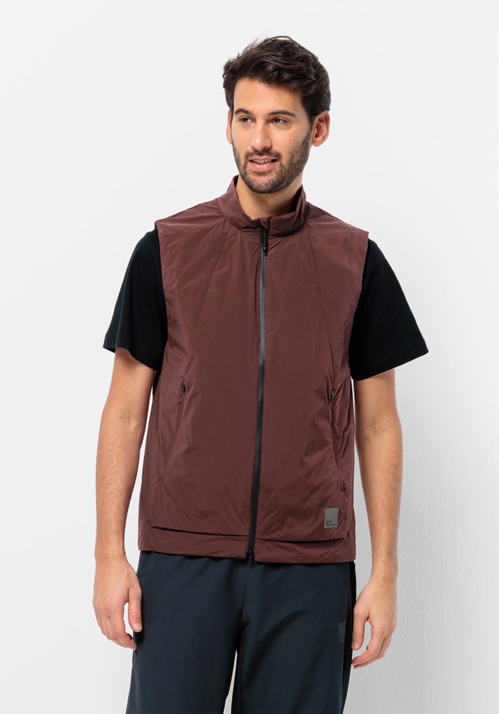 Funktionsweste JACK WOLFSKIN "BIKE COMMUTE INS VEST M", Herren, Gr. L52, braun (schwarz, maroon), OBERSTOFF 87% POLYAMID, 13% ELASTHAN FUTTER 100% POLYESTER FÜLLUNG 100% POLYESTER, Westen Image