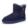 Winterboots ARA "ALASKA Zip", Damen, Gr. 38, ozean zip, Veloursleder, Lammfell, unifarben, sportlich, Schuhe, Stiefel aus echtem Lammfell mit Reißverschluss, G-Weite (weit)