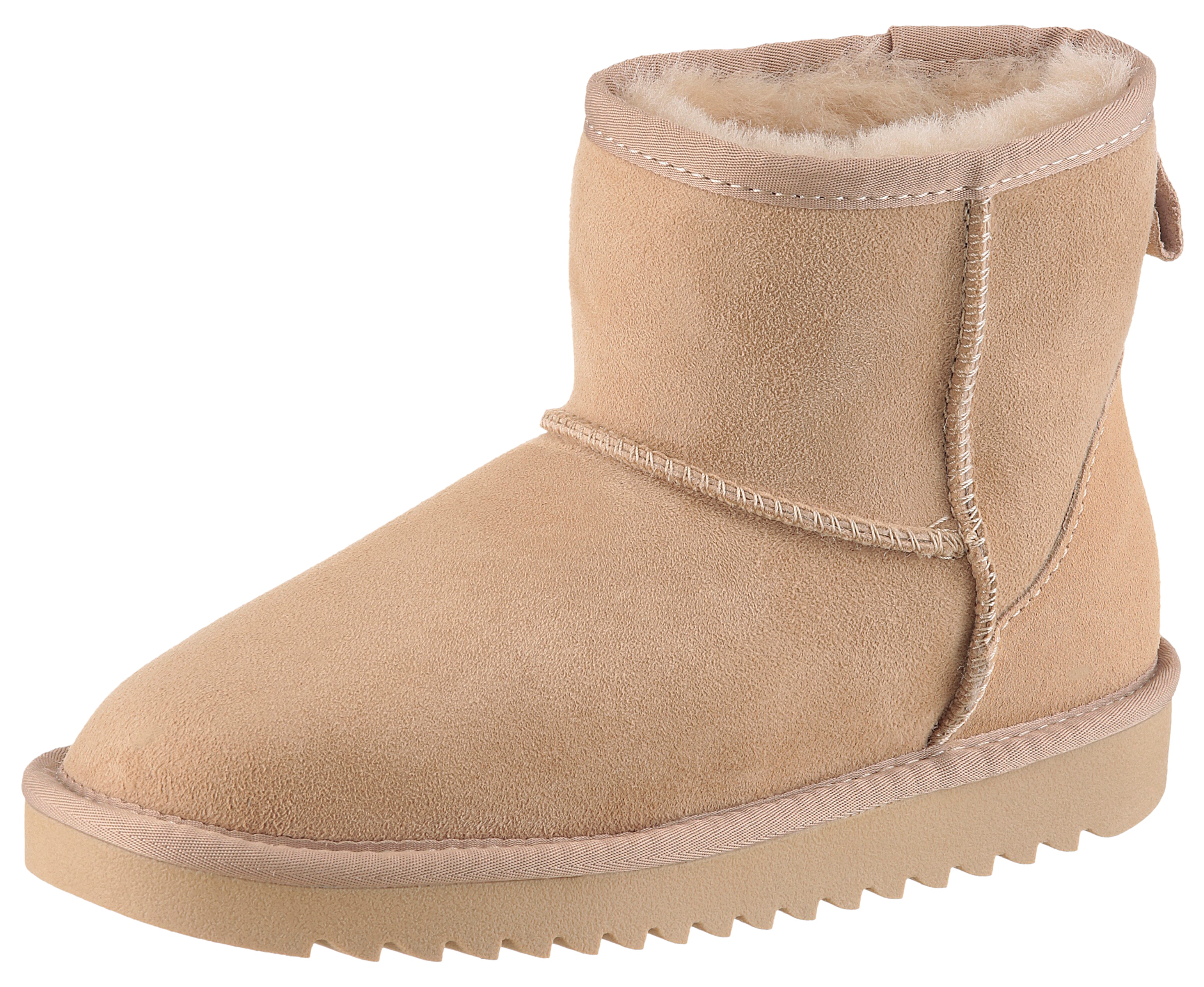 Schlupfboots ARA "Alaska Classic Short", Damen, Gr. 43, sand classic short, Lammfell, Veloursleder, unifarben, Schuhe Schlupfboots, Winterboots zum Schlupfen in bequemer Weite G (=weit)