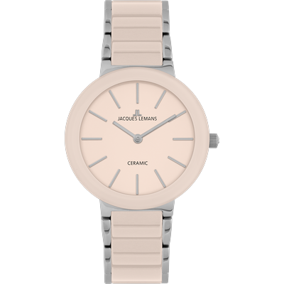 Keramikuhr JACQUES LEMANS "Monaco", rosa, Armbanduhren, Damen, Quarzuhr, Armbanduhr, Damenuhr, analog Image