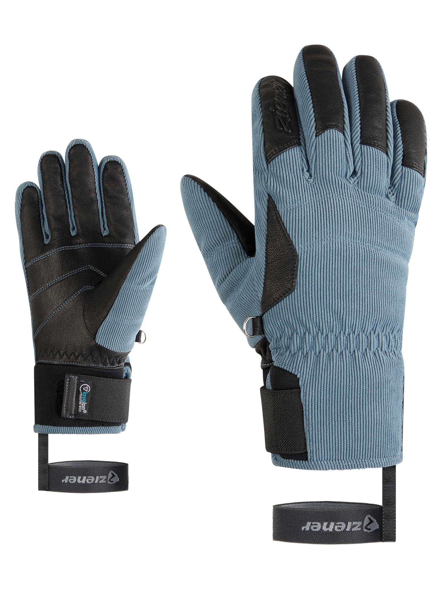 Skihandschuhe ZIENER "KALE-Z AS AW glove lady", Damen, Gr. 8, blau (iron sky cord), Materialmix, Handschuhe Image