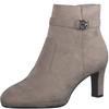 Stiefelette TAMARIS, Damen, Gr. 37, grau (taupe), Textil, unifarben, Veloursleder, elegant, Schuhe, Trichterabsatz, Abendschuh mit elegantem Zierriemchen mit Logoemblem