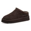 Hausschuh TAMARIS, Damen, Gr. 36, braun (mokka), Veloursleder, unifarben, casual, Schuhe, Clogs, Bequemschuh mit Fellimitat-Kragen