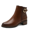Stiefelette MARCO TOZZI, Damen, Gr. 36, braun (cognac), Leder, used, unifarben, kontrastfarbene Details, modisch, Schuhe, Blockabsatz, Businessschuh mit paktischem Innenreißverschluss