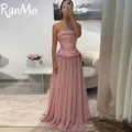 Ranmo mode robe de soirée en mousseline de soie paillettes agrafes saoudien robes de soirée une ligne élégante femme robe formelle personnalisée