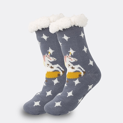 süße Tier-Bodensocken für Damen, plüschige, flauschige Winter-Schneesocken für drinnen, gemütliche Schlafsocken mit Beinbezügen für zu Hause, weiche Teppichsocken für die Zeit nach der Geburt Image