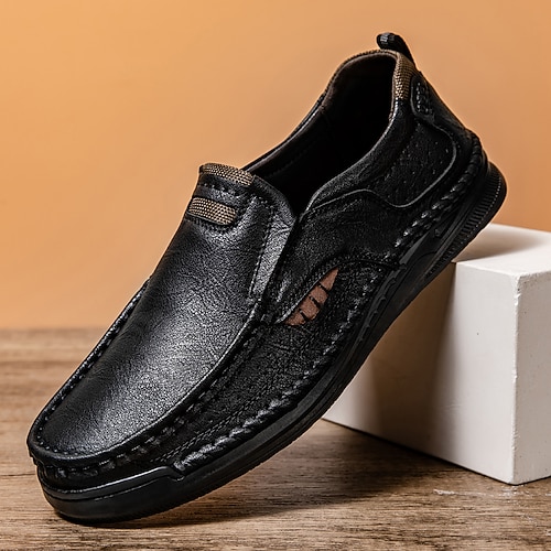Braune Mokassin-Loafer für Herren – klassische, bequeme Slip-On-Fahrerschuhe mit handgenähten Details für Business Casual, Büro und Alltag Image