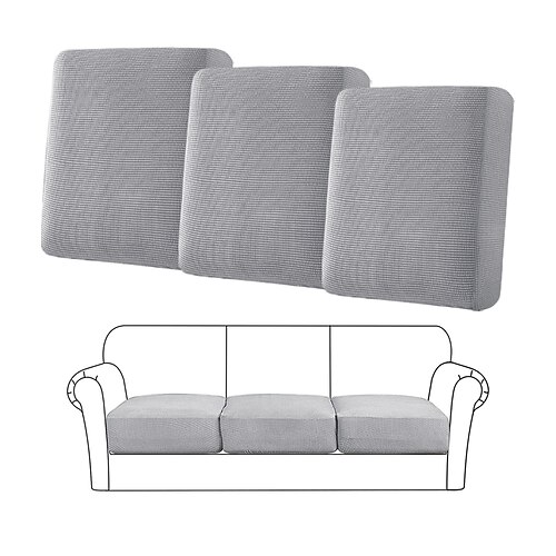 3 Stück/1 Set Stretch Sofa Sitzkissenbezug Schonbezug elastisch Couch Sessel 3 Sitzer grau einfarbig einfarbig weich langlebig waschbar Image