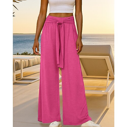 Damen Hose mit weitem Bein Freizeithosen Hohe Taille Unterteile Fitnessstudio Athleisure Trainieren Herbst Spandex Leicht Weich Reise Laufen Yoga Lässiger Schnitt Sportbekleidung Sportkleidung Image