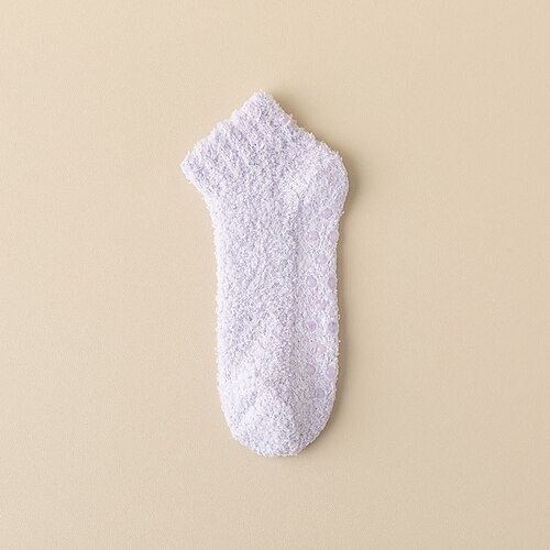 Fusselfreie Damensocken, dicke Winter-Bodensocken aus einfarbigem Korallenvlies, warme Heimsocken mit rutschfester Silikonsohle Image