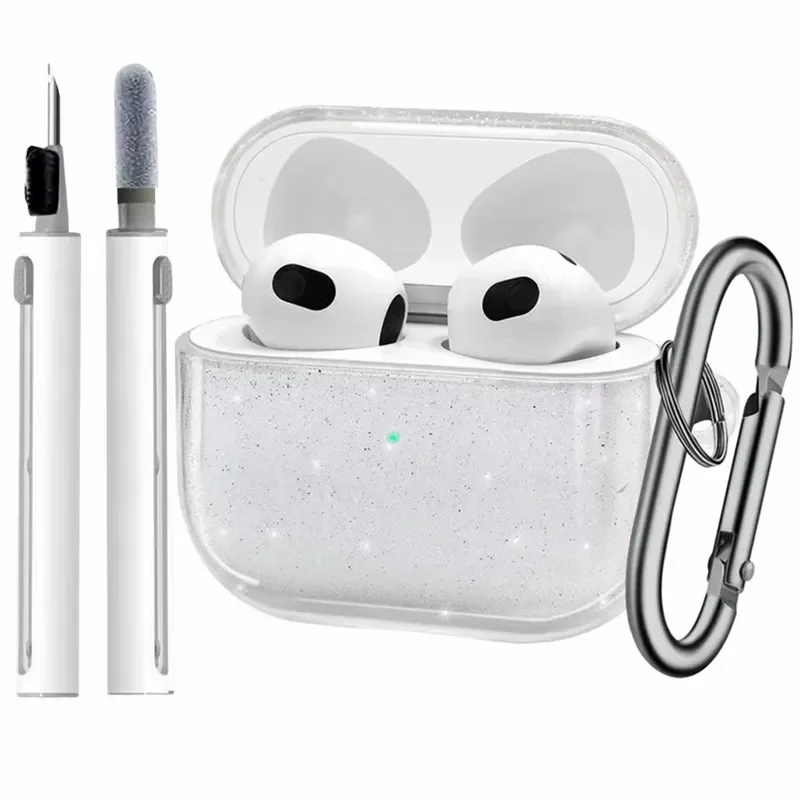 2-in-1 Bling Glitter Soft Kopfhörerhülle für Airpods Pro 2 3 2025 Generation Air Pods 4 3 1 Gen Cover mit Schlüsselanhänger-Zubehör Image