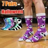 7 Pairs Neue Anime Lange Halloween Männer Socken Roman Paare Cosplay Socken Persönlichkeit Hip Hop Glücklich Lustige Frauen Socken Größe 36-44