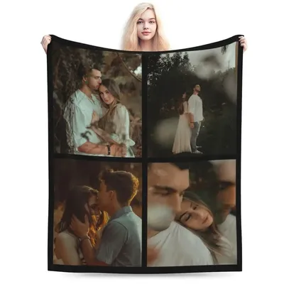Personalized Fathers Add Photo Text Logo Name Custom Throws Blanket for Men Women Dad Mom Friends