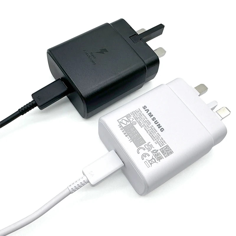 Samsung 45W Superschnellladegerät UK-Steckeradapter mit 5A Typ C-Kabel für Galaxy S25 S22 S24 S23 Plus Ultra FE A54 A56 15 Pro Max Image