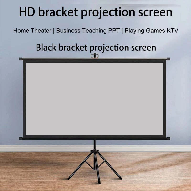 Thinyou 60 Zoll 72 Zoll 84 Zoll 100 Zoll 16:9 Stativ-Projektor-Bildschirm Schwarzer Stange Tragbarer mobiler Outdoor-Ständer Projektionsvorhang Image